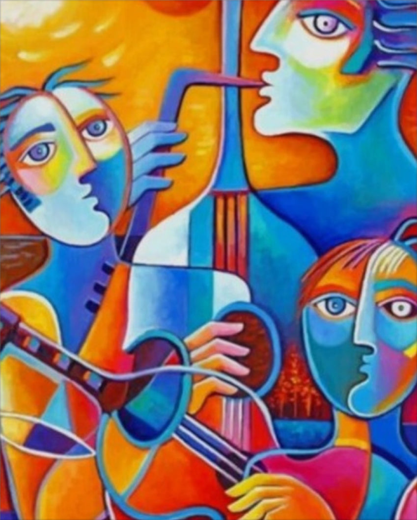 Absztrakt Zenészek - számfestő készlet