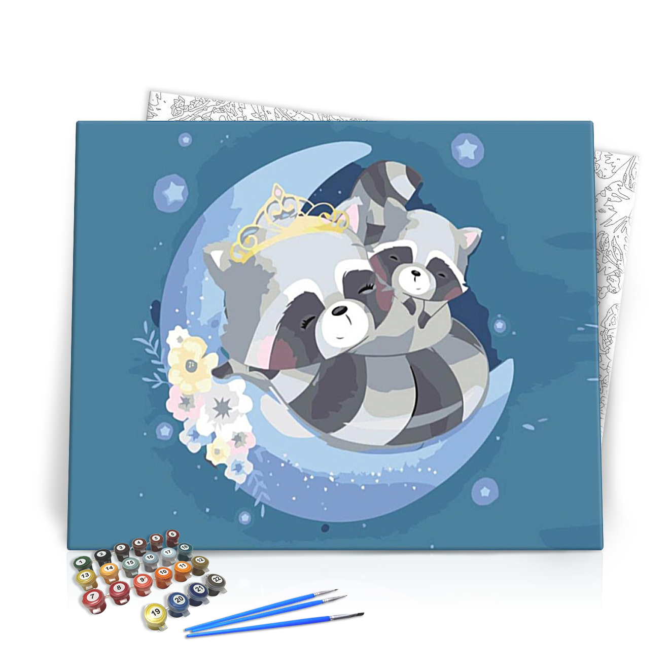 Alvó mosómedvék - számfestő készlet