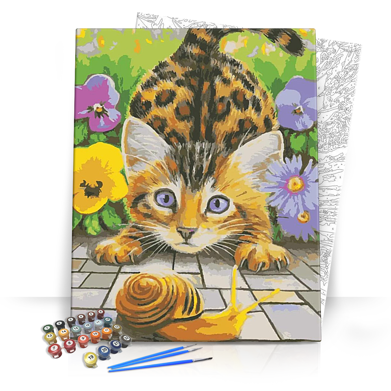 Csiga játék a cicával - számfestő készlet