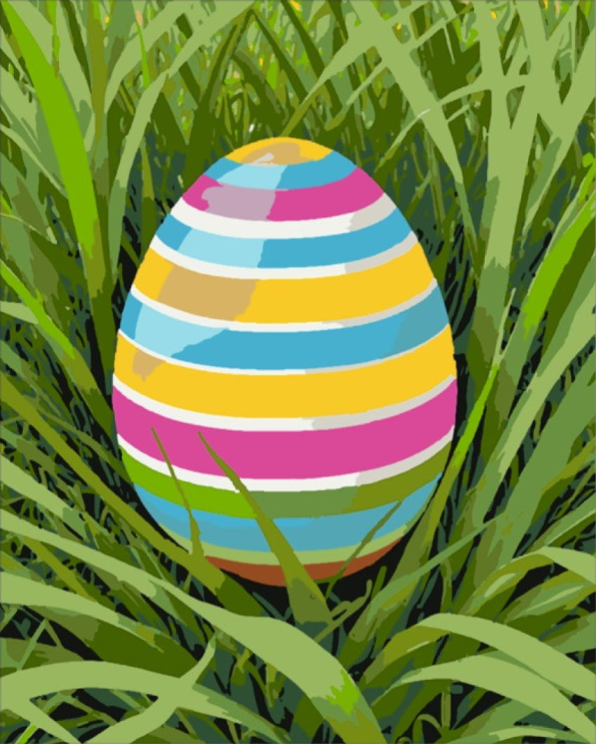 Csíkos Tojás a Fűben - húsvéti számfestő készlet