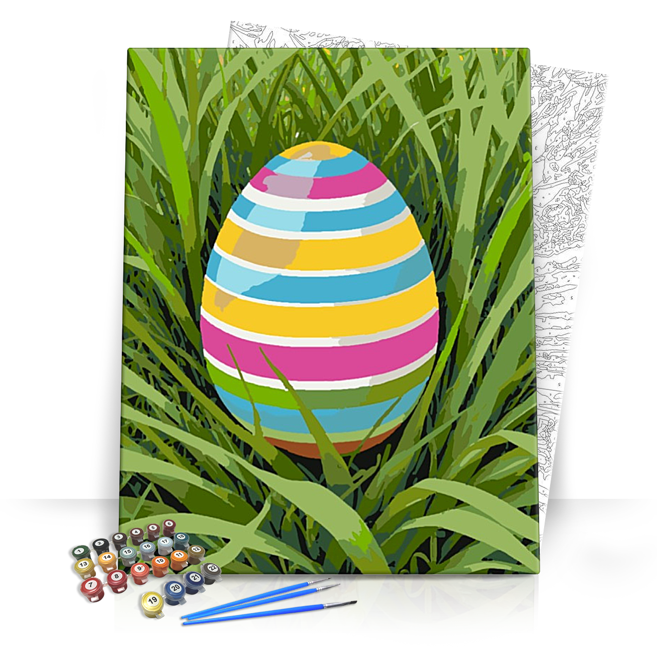 Csíkos Tojás a Fűben - húsvéti számfestő készlet