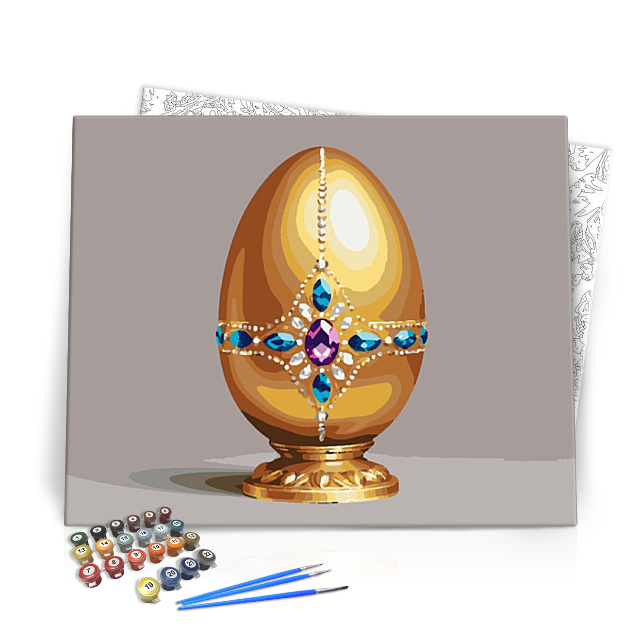 Díszített Aranytojás - húsvéti számfestő készlet