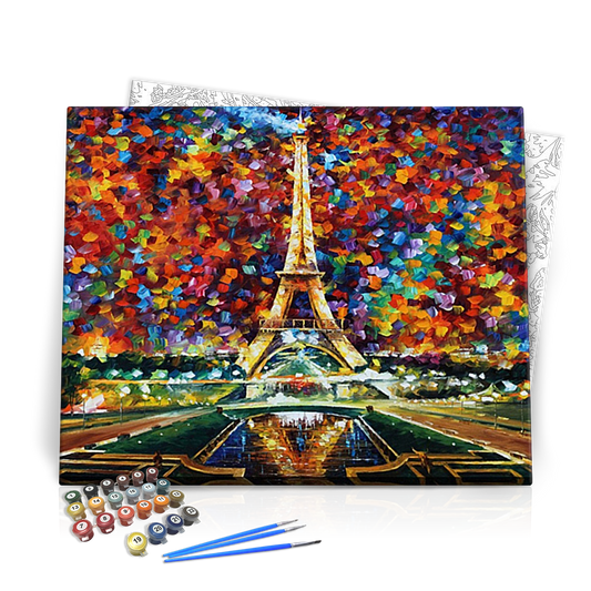 Eiffel Torony Színes Levelekkel - számfestő készlet