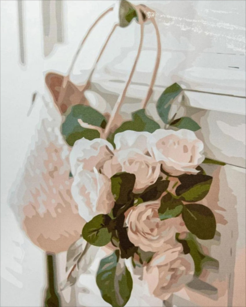 Fehér rózsák - számfestő készlet