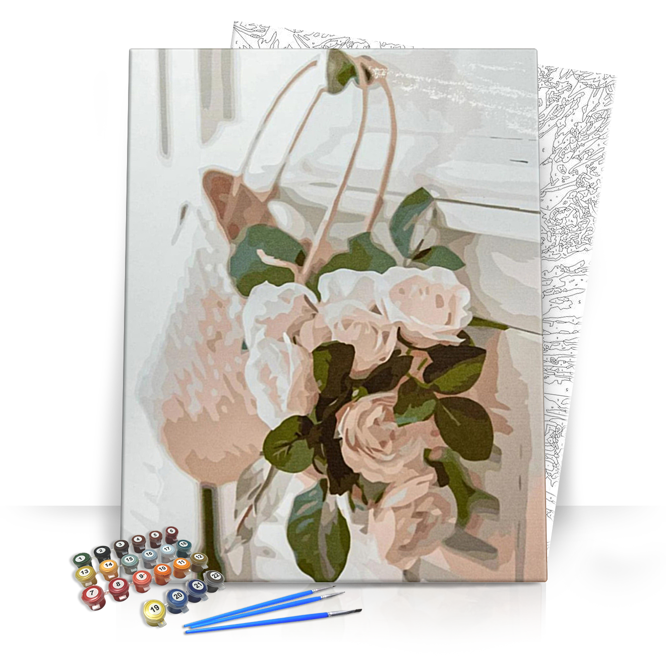 Fehér rózsák - számfestő készlet