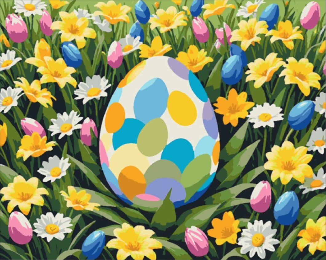 Festett Tojás a Virágok Között - húsvéti számfestő készlet