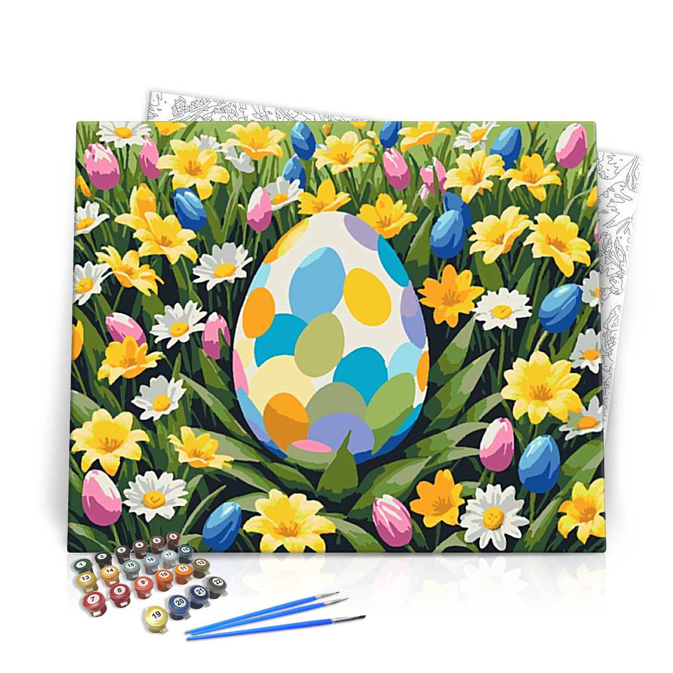 Festett Tojás a Virágok Között - húsvéti számfestő készlet