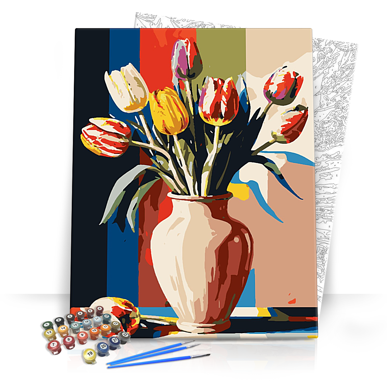 Geometria és tulipánok - számfestő készlet