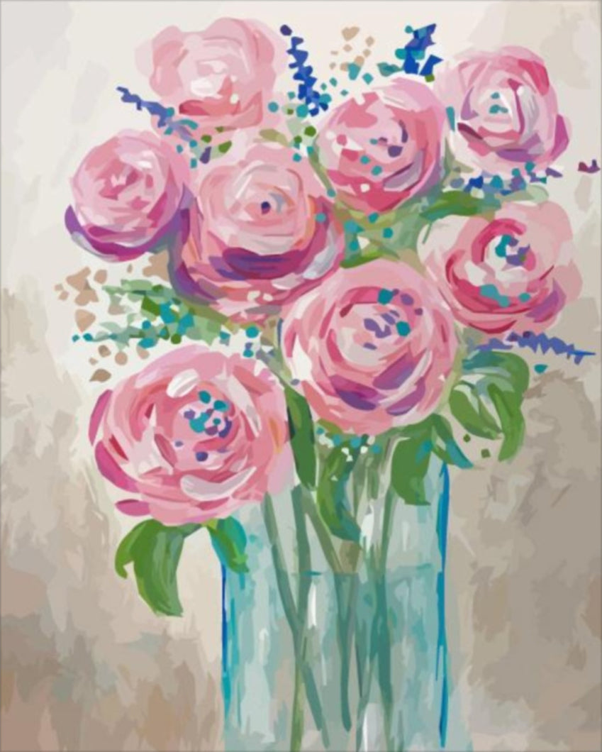 Gyönyörűséges virágcsokor - számfestő készlet