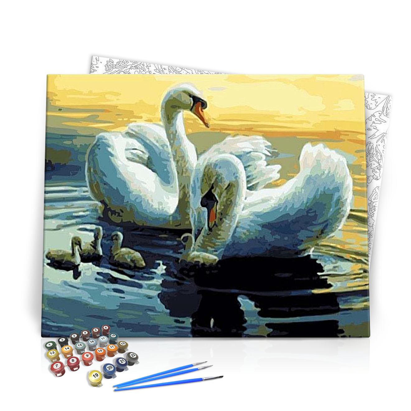 Hattyúcsalád - számfestő készlet