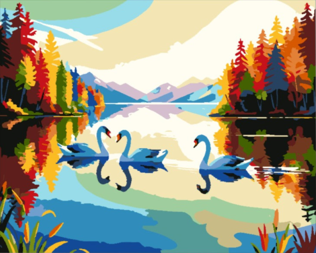 Hattyúk a Tavon - húsvéti számfestő készlet