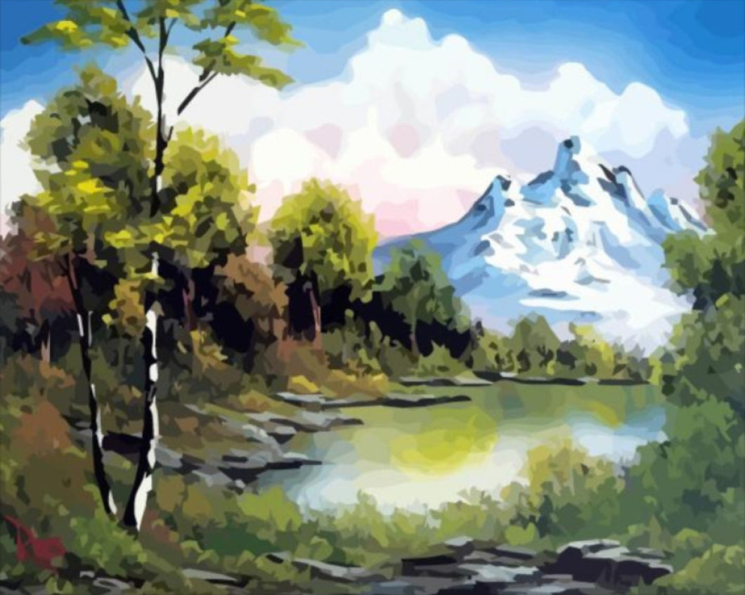 Havas hegy a folyónál - számfestő készlet