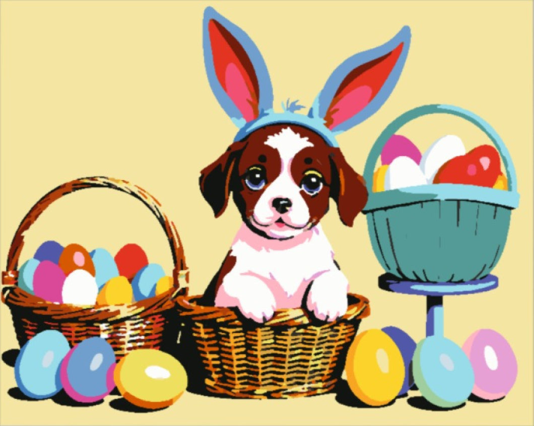 Húsvéti Kosarak Kutyussal - húsvéti számfestő készlet
