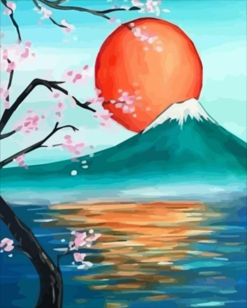 Japán bíbor hold - számfestő készlet