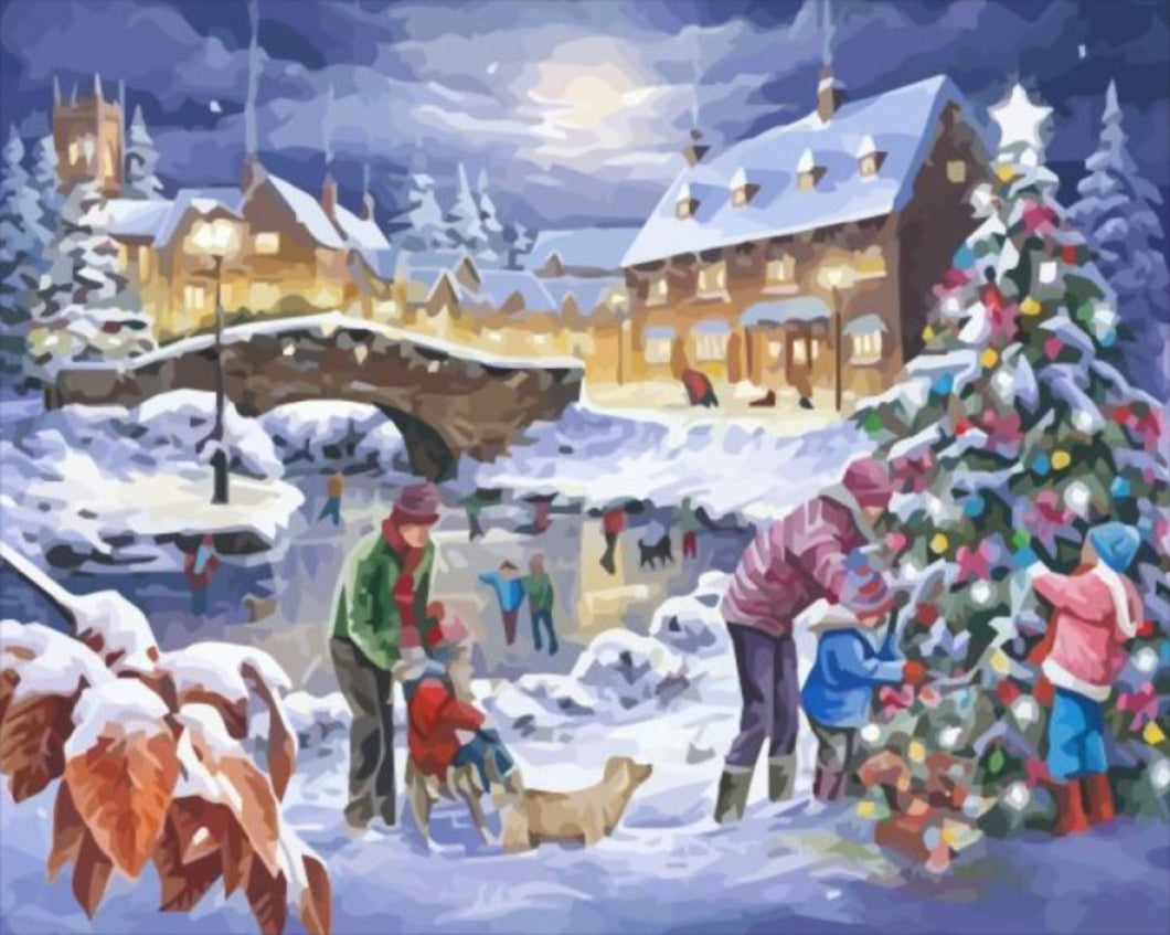 Karácsonyfa díszítés - számfestő készlet
