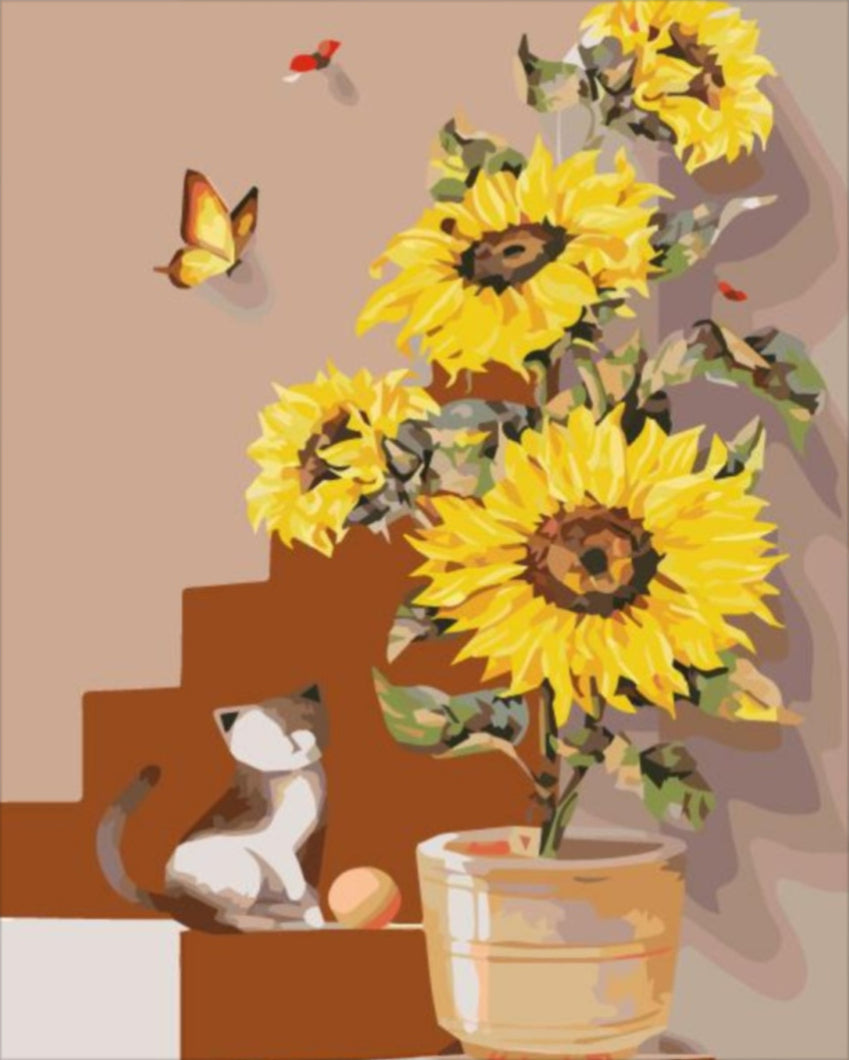 Kiscica napraforgója - számfestő készlet