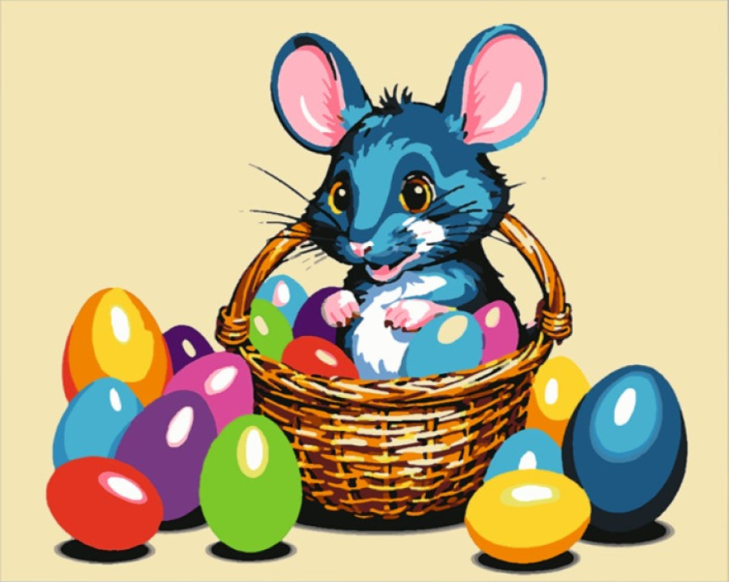 Kisegér a Kosárban - húsvéti számfestő készlet