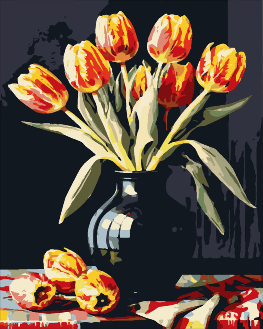 Lángoló szirmok - számfestő készlet