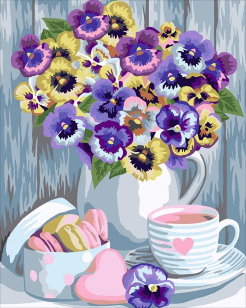 Macaron teával - számfestő készlet