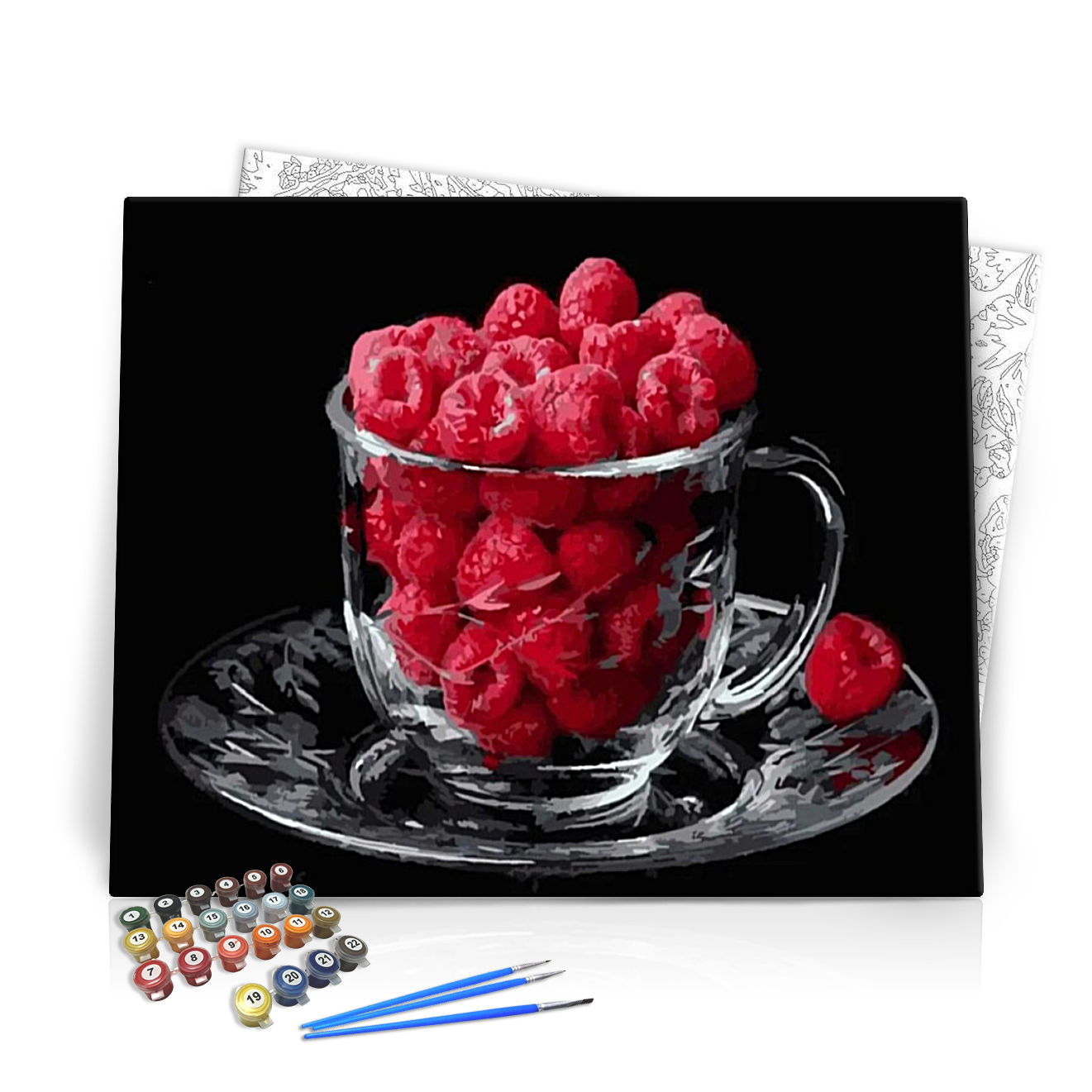 Málna üvegpohárban - számfestő készlet