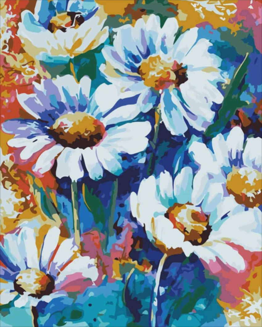 Margaréták kékben - számfestő készlet