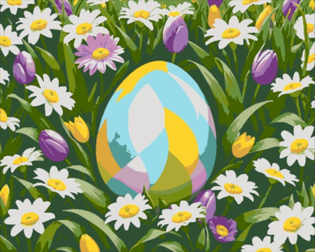 Megbújva a Virágok Között - húsvéti számfestő készlet