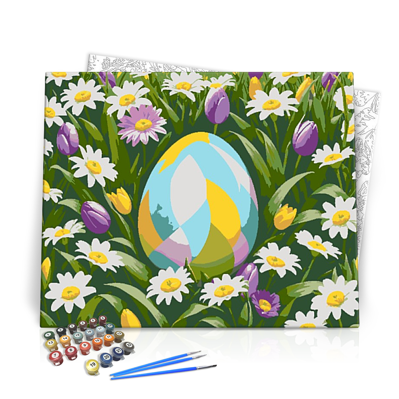 Megbújva a Virágok Között - húsvéti számfestő készlet