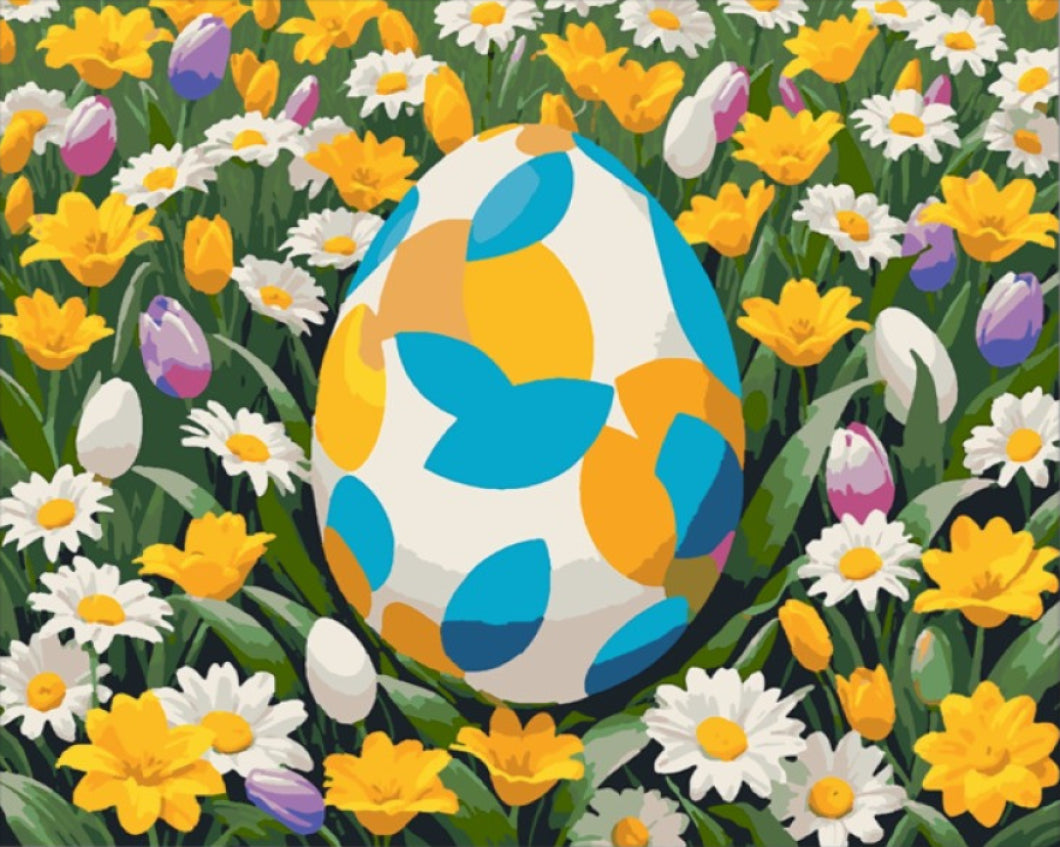 Mintás Tojás a Virágok Között - húsvéti számfestő készlet