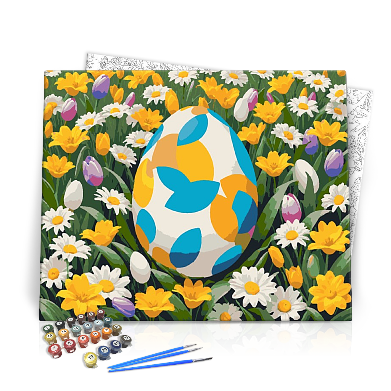 Mintás Tojás a Virágok Között - húsvéti számfestő készlet