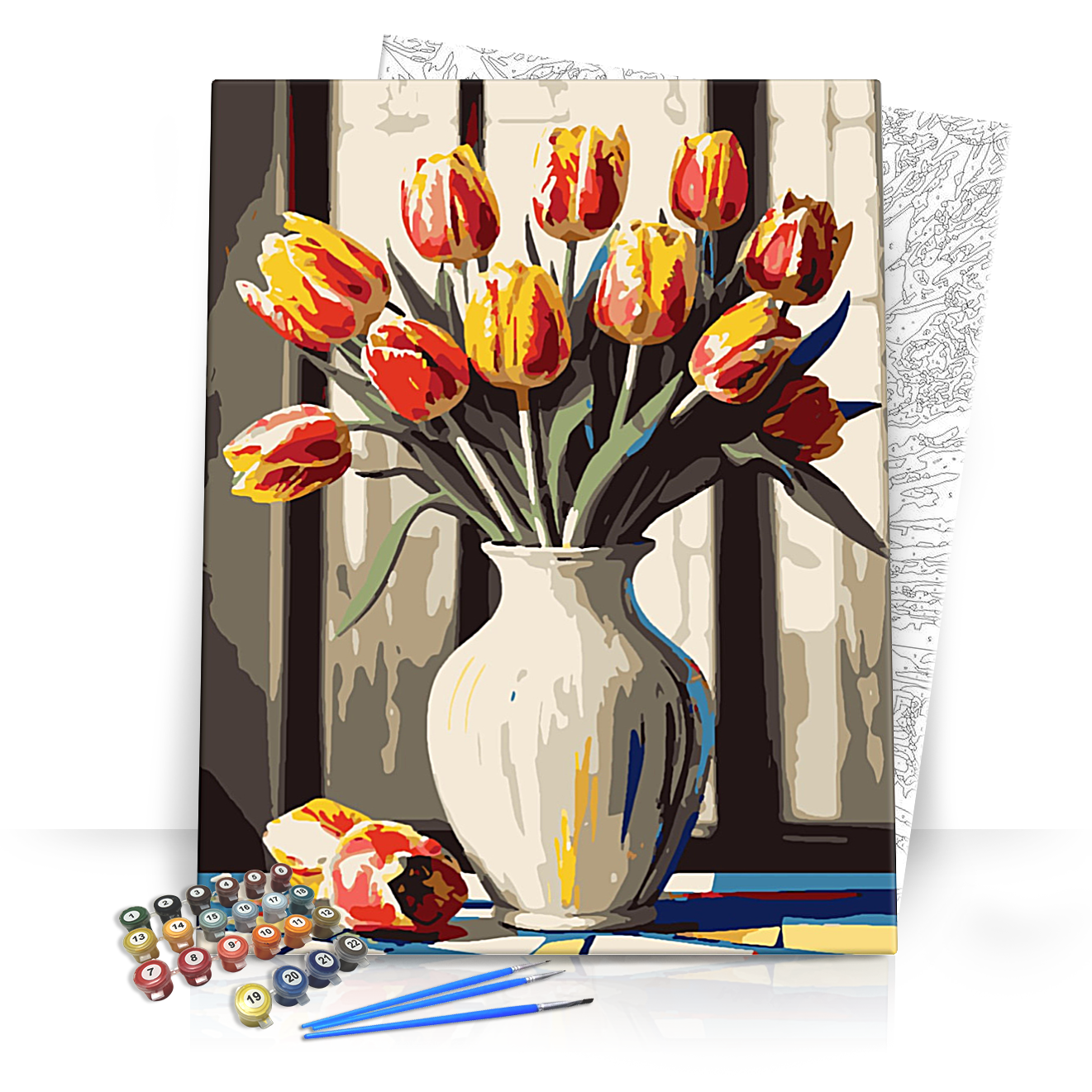 Nap csókolta tulipáncsokor - számfestő készlet