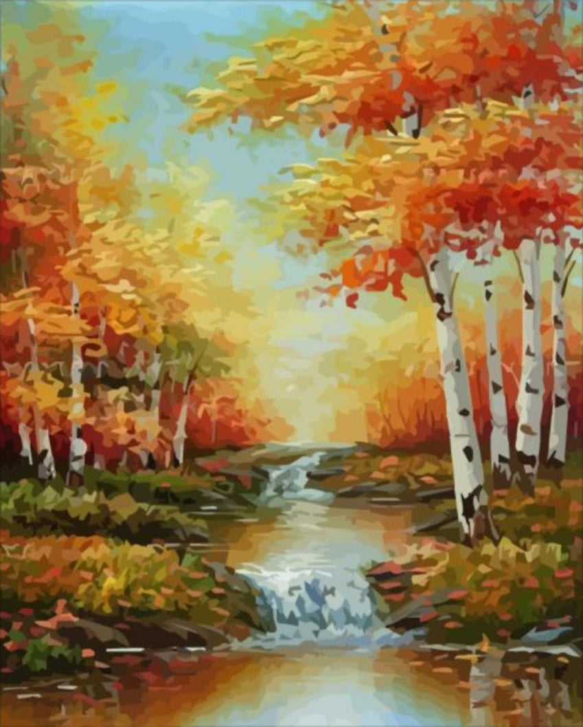 Nyárfa a folyóparton - számfestő készlet