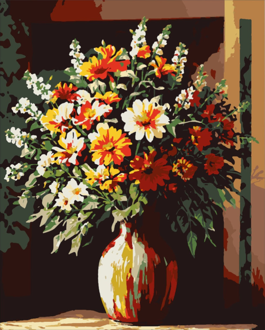 Őszi kerti virágcsokor - számfestő készlet