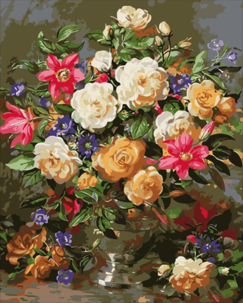 Őszi virágok - számfestő készlet