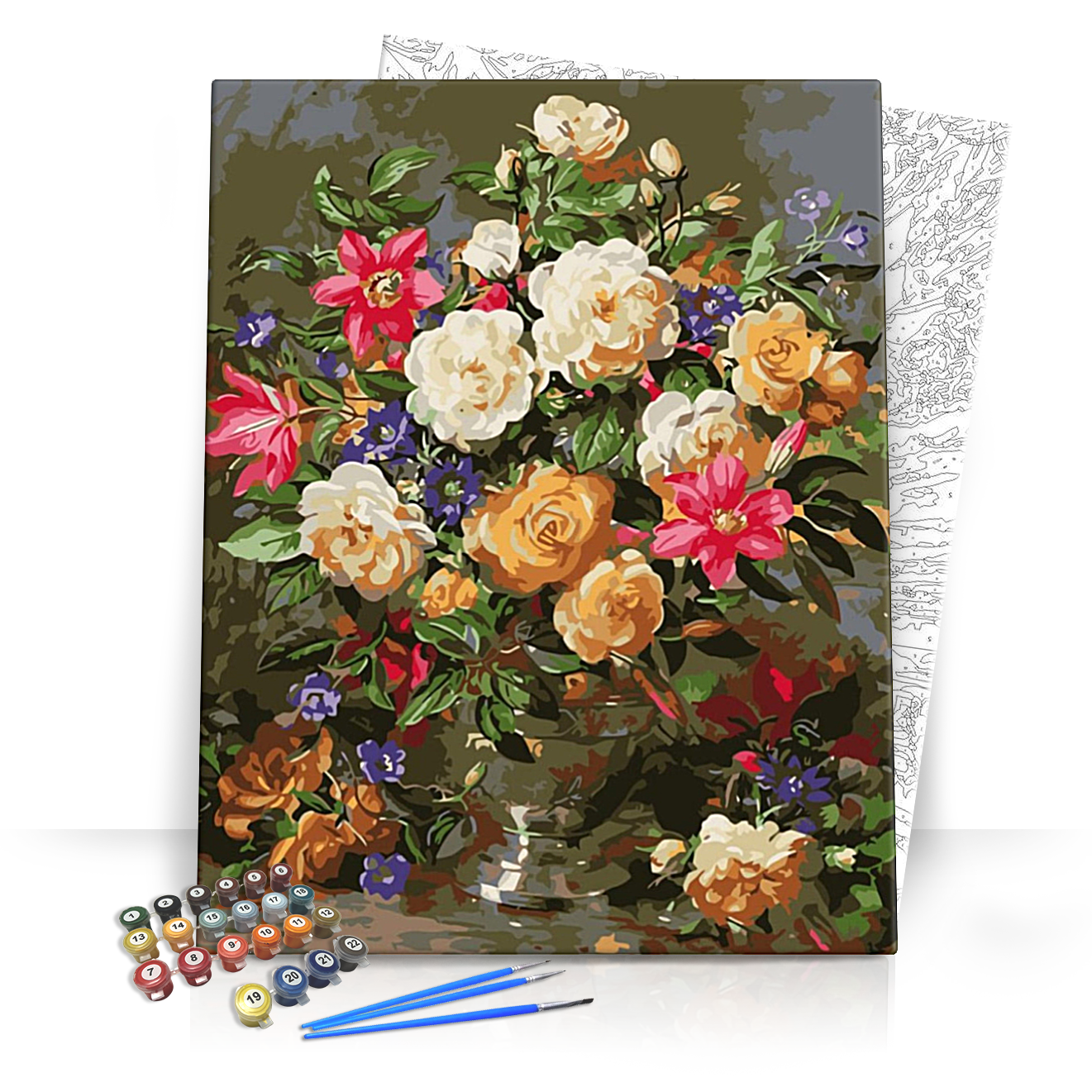 Őszi virágok - számfestő készlet