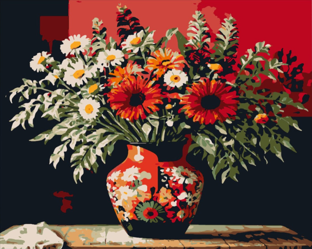 Piros színekben - számfestő készlet