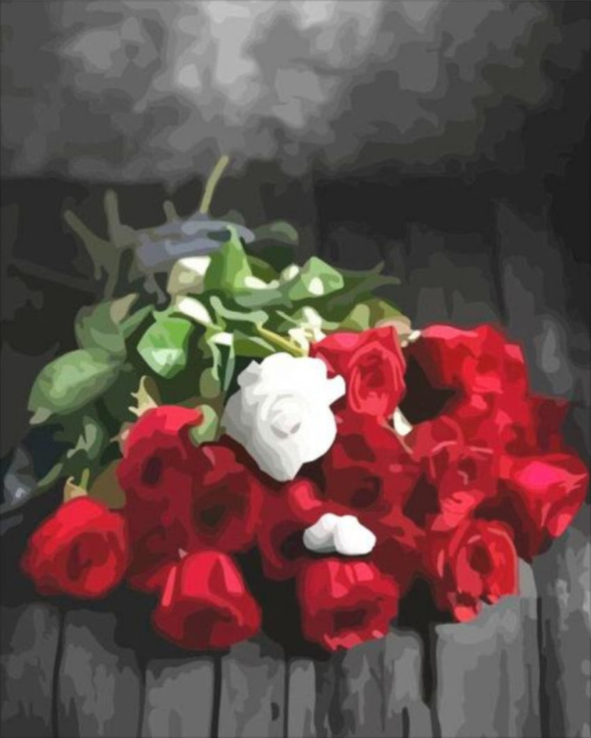 Rózsacsokor - számfestő készlet