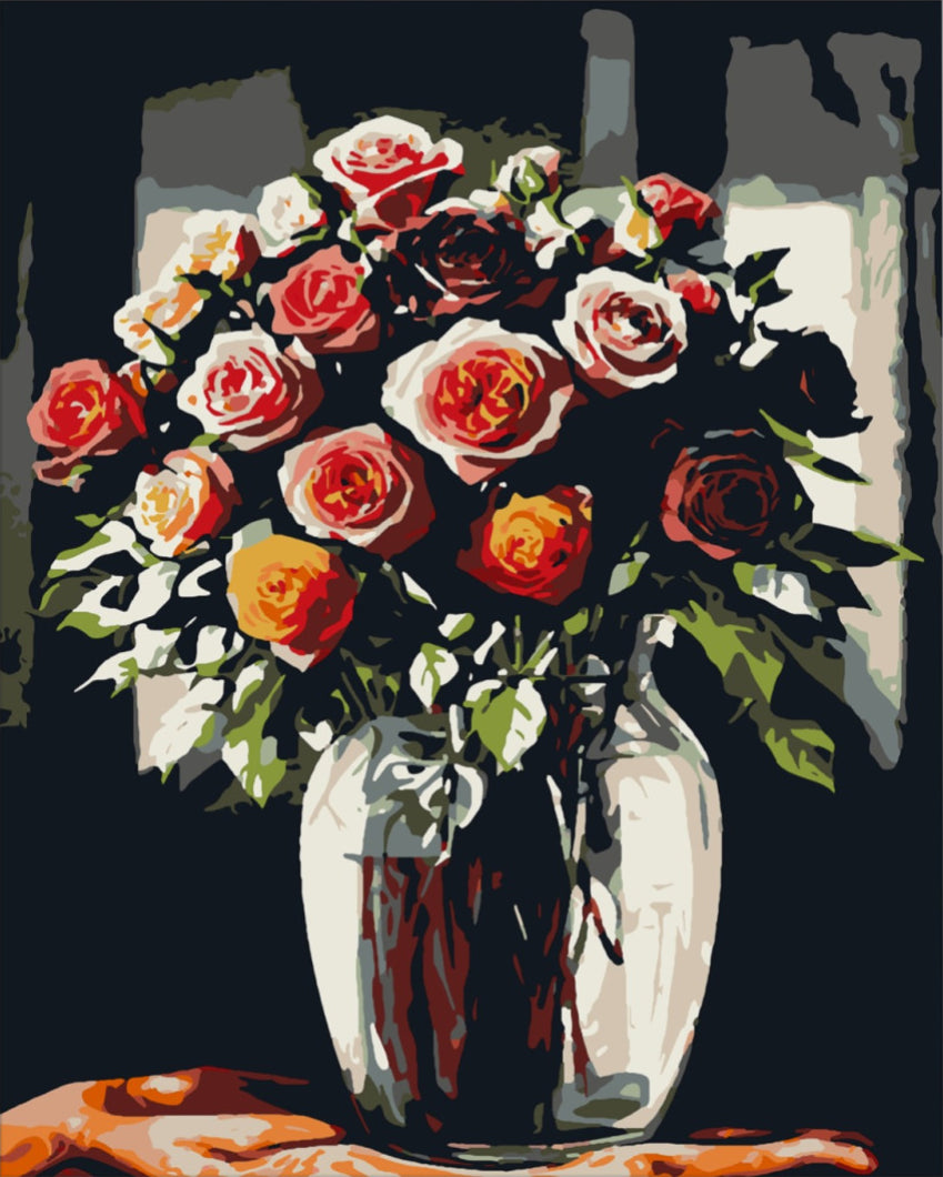 Rózsák fényjátéka - számfestő készlet