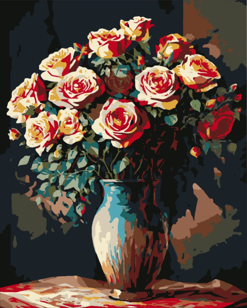 Rózsás elegancia - számfestő készlet