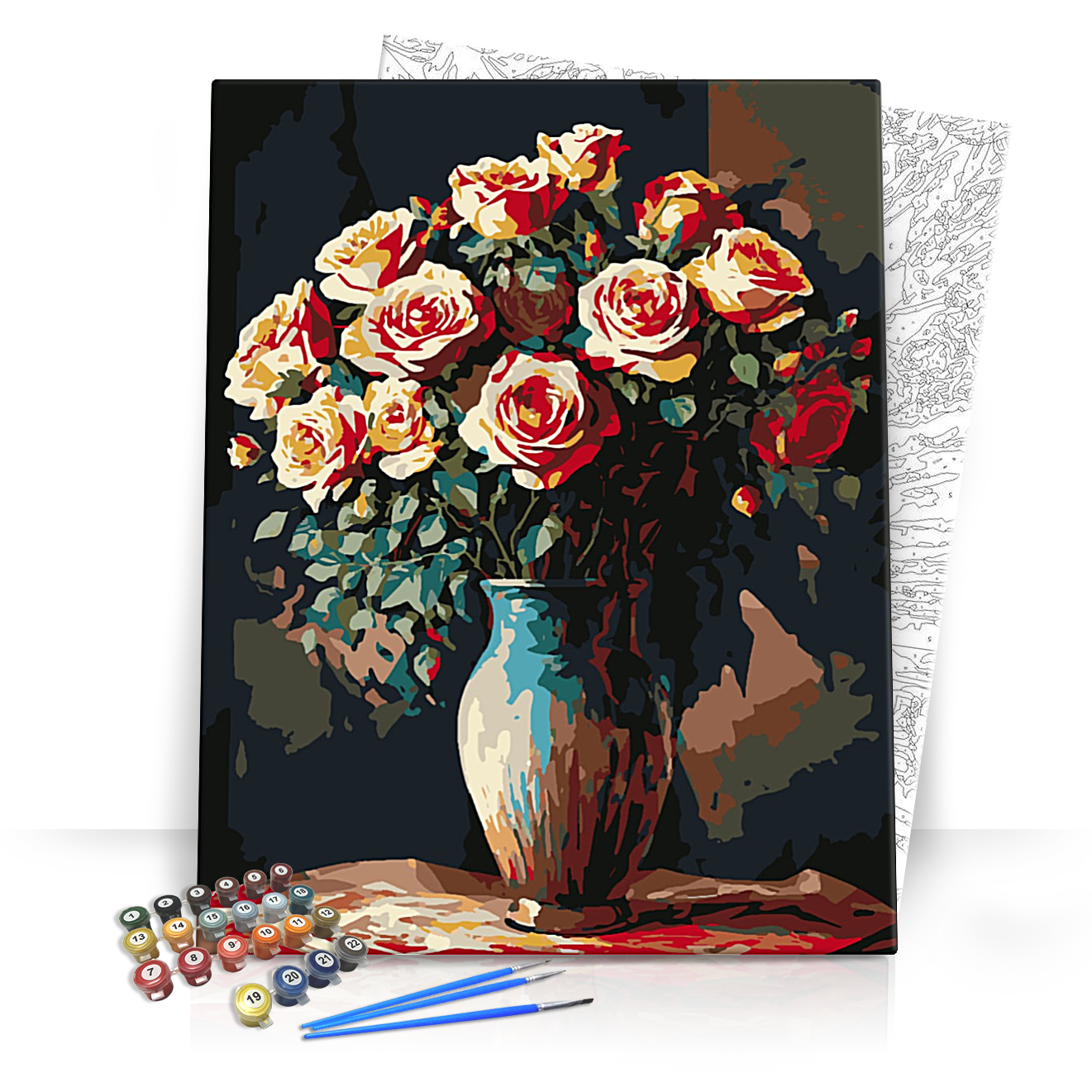 Rózsás elegancia - számfestő készlet