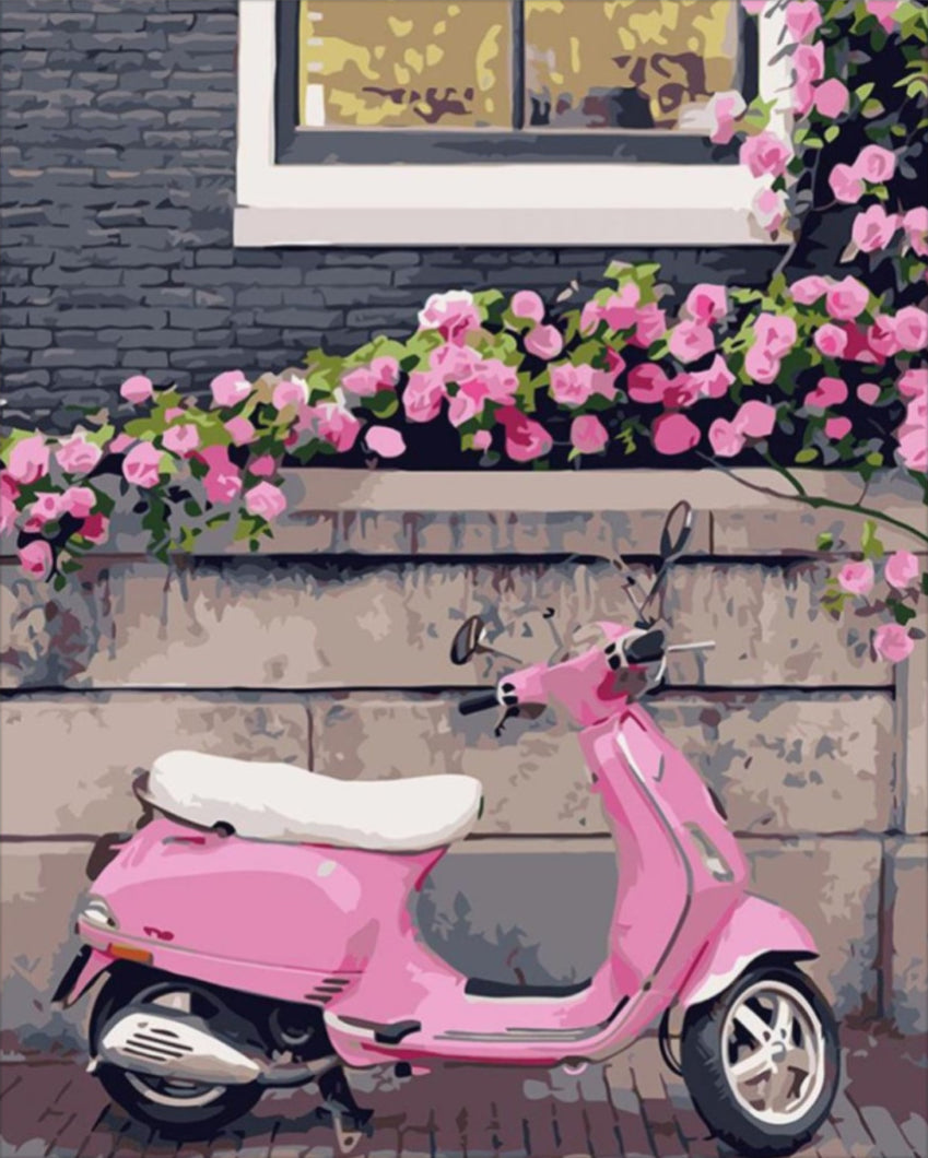 Rózsaszín robogó - számfestő készlet