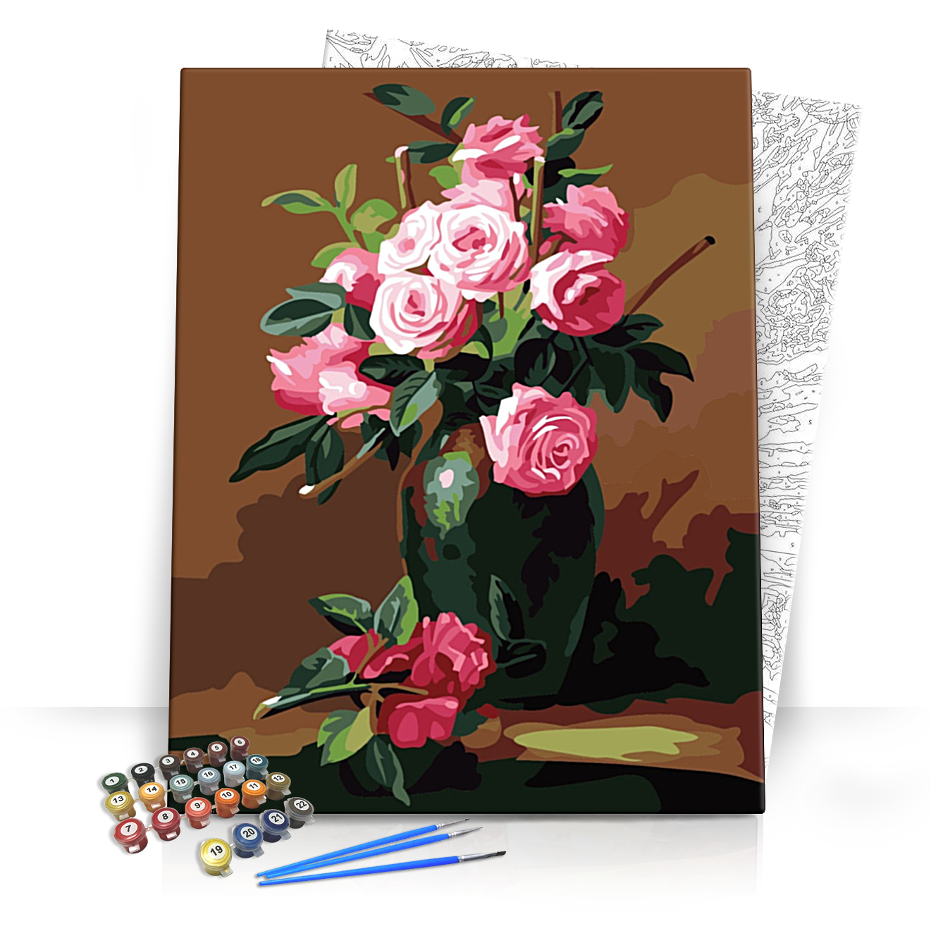 Rózsaszín Rózsák - számfestő készlet