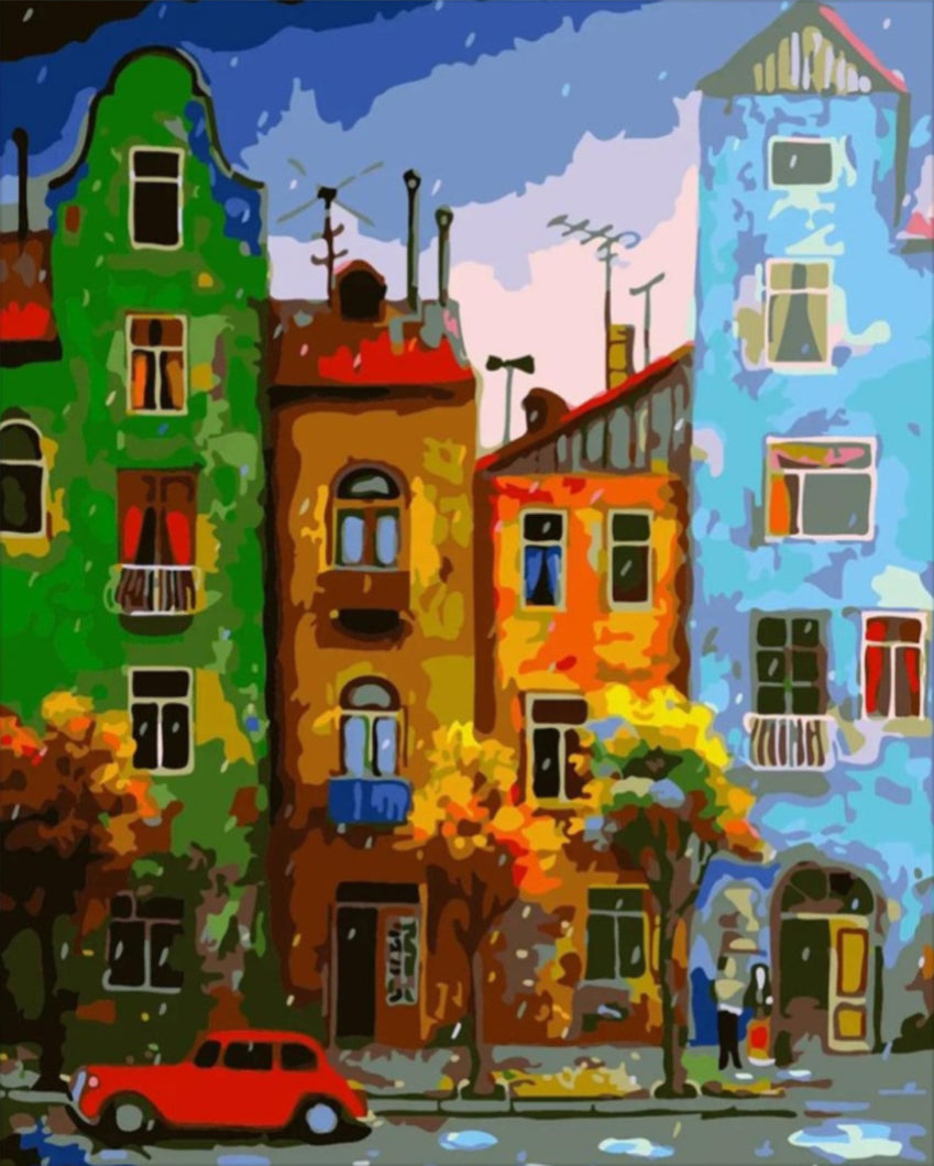 Színes házak - számfestő készlet