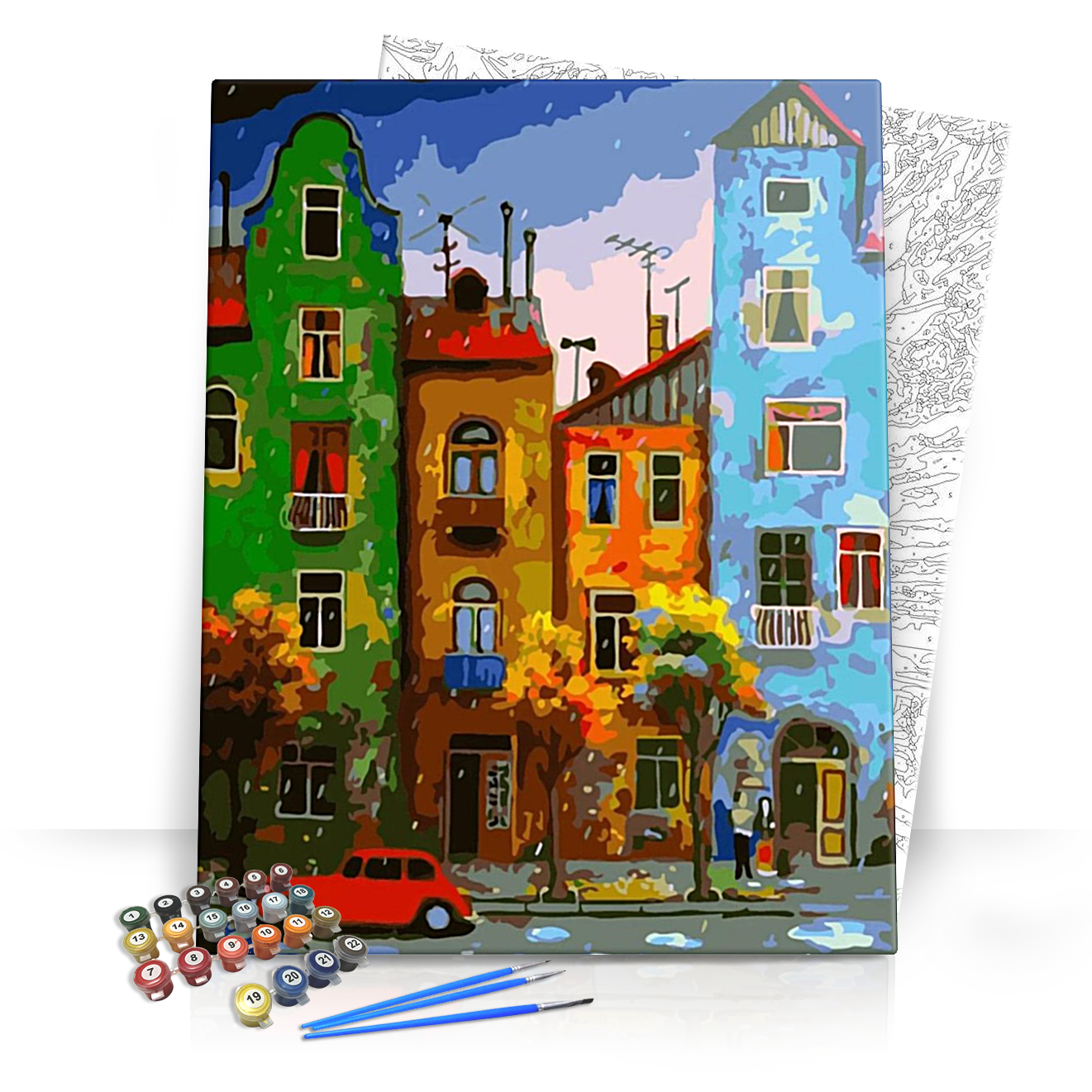 Színes házak - számfestő készlet