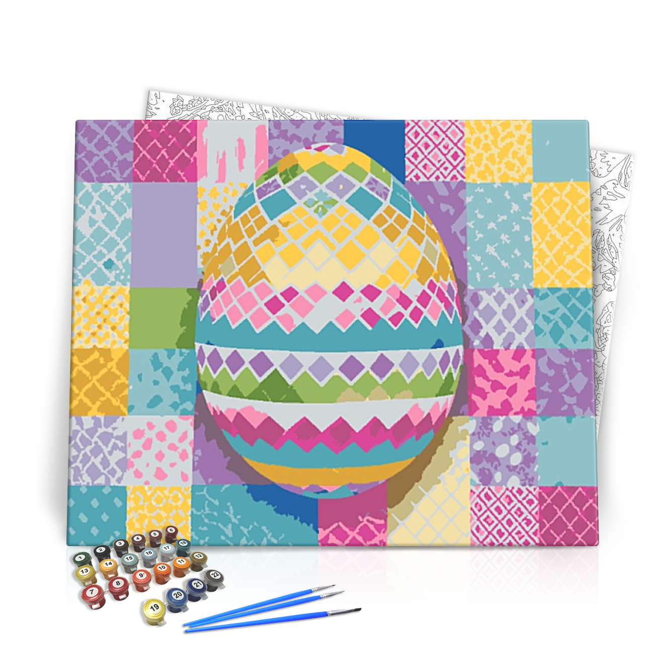 Színes Kockás Tojás - húsvéti számfestő készlet