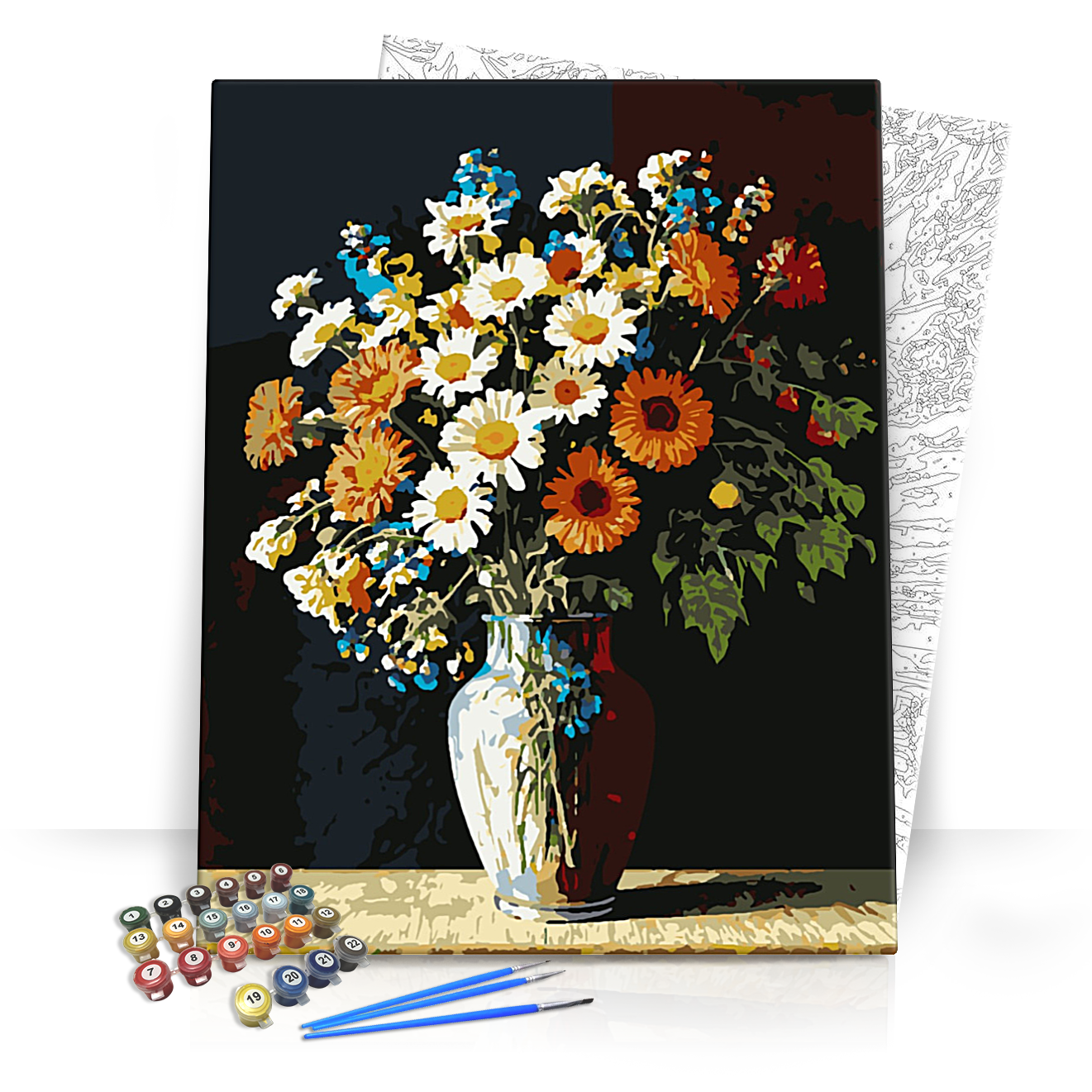 Színes margaréták harmóniája - számfestő készlet