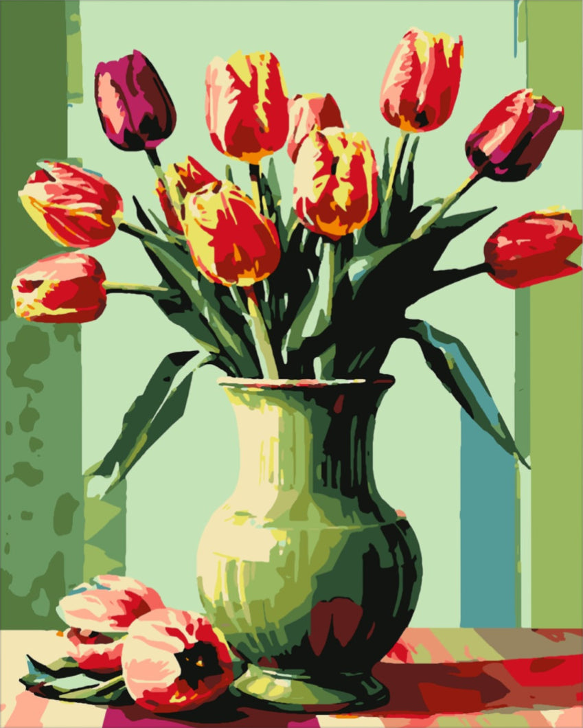 Színkavalkád vázában - számfestő készlet