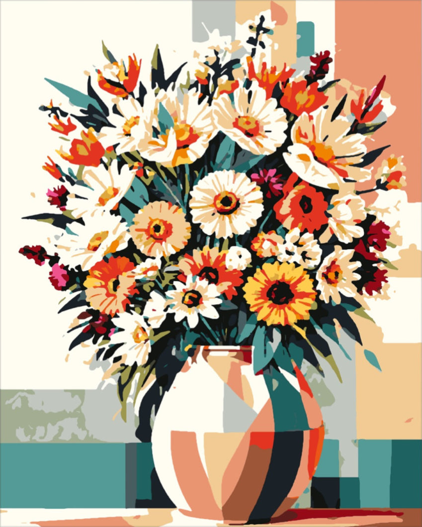 Színpompás csokor - számfestő készlet