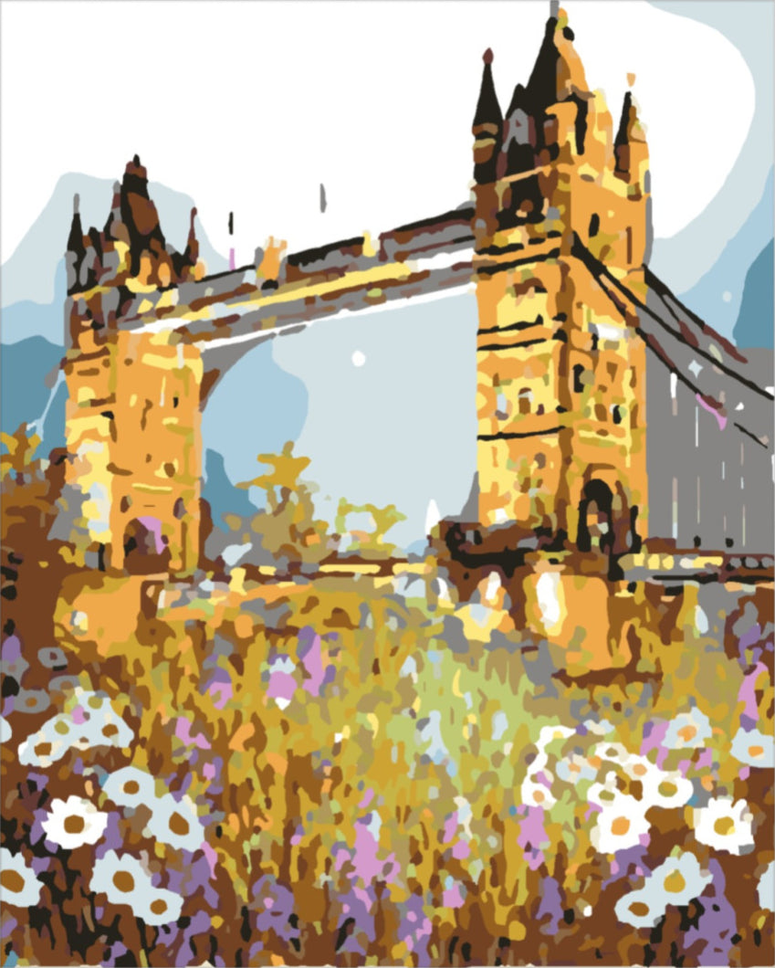 Tower Bridge és Virágok - számfestő készlet