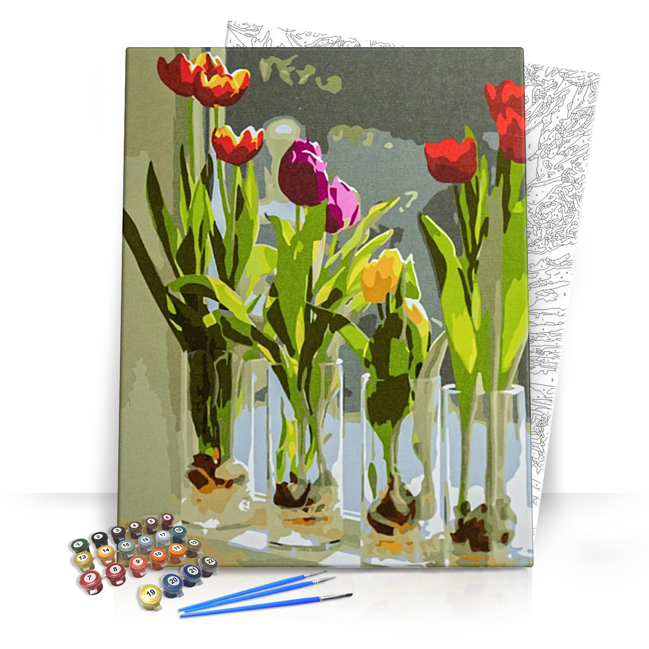 Tulipánok pohárban - számfestő készlet