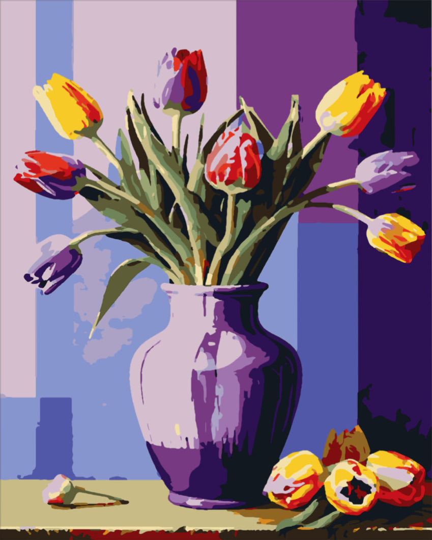Tulipánok tarka tánca - számfestő készlet
